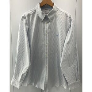 Brooks Brothers Regent Fit Non-Iron Stretch Blue Stripe Button‎ Shirt Men's XL